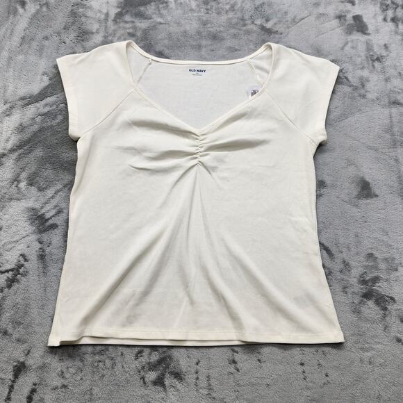 Old Navy Tops - NEW Old Navy Top Womens XXL White Sea Salt Sweetheart Cinched Ribbed Fitted